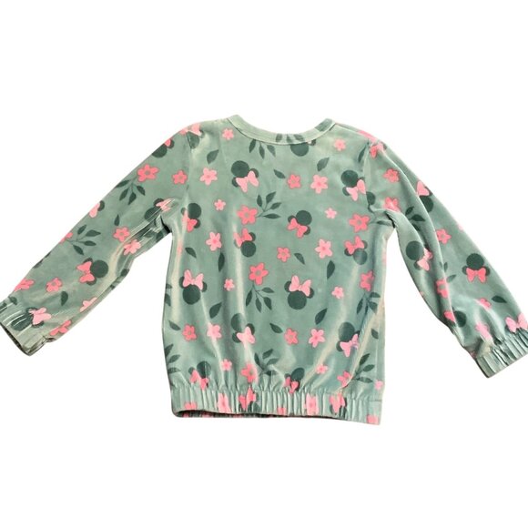Disney Minnie Mouse Toddler Long Sleeve Top 3T Green Pink Floral Print Corduroy - Picture 7 of 9